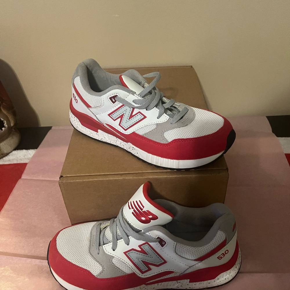 New Balance Kids Red and Gray Sneakers
